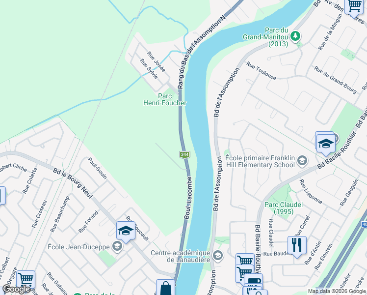 map of restaurants, bars, coffee shops, grocery stores, and more near 1972 Rang du Bas de l'Assomption Nord in L'Assomption