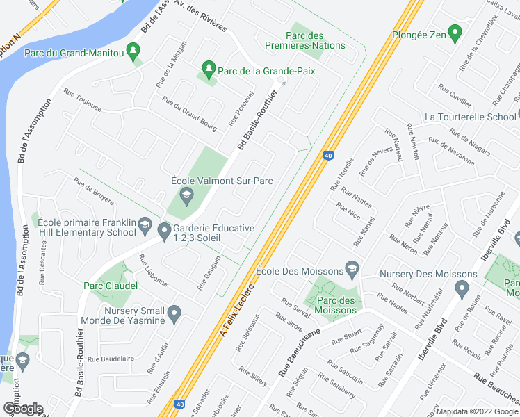 map of restaurants, bars, coffee shops, grocery stores, and more near 1215 Rue des Montérégiennes in Repentigny