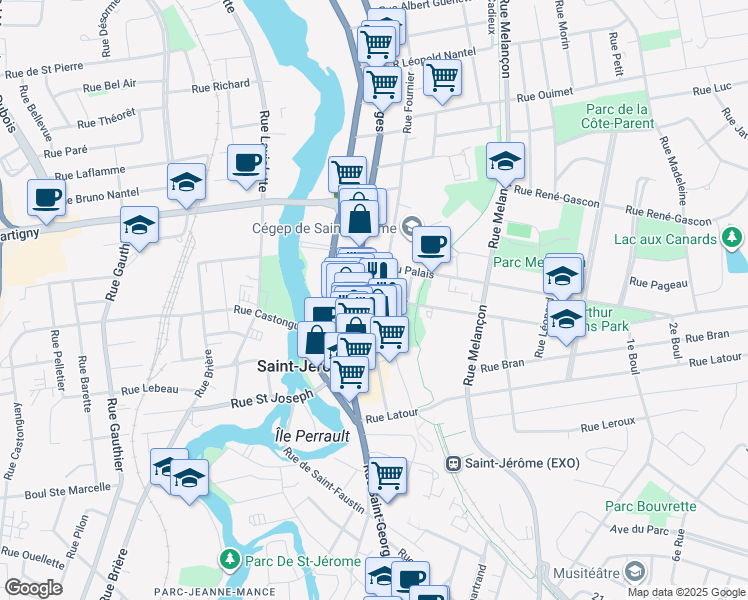 map of restaurants, bars, coffee shops, grocery stores, and more near 234 Rue Parent in Saint-Jérôme