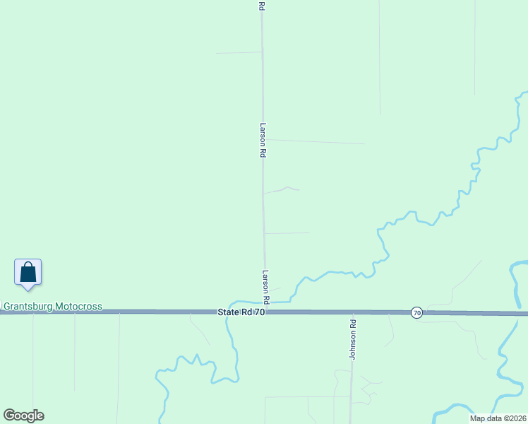 map of restaurants, bars, coffee shops, grocery stores, and more near 23732 Larson Road in Grantsburg
