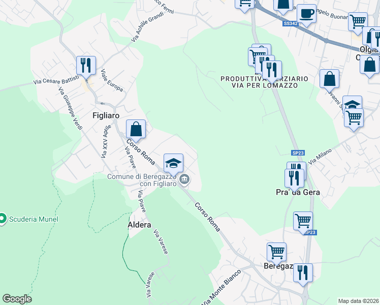 map of restaurants, bars, coffee shops, grocery stores, and more near 9 Via Ronchetto in Provincia di Como