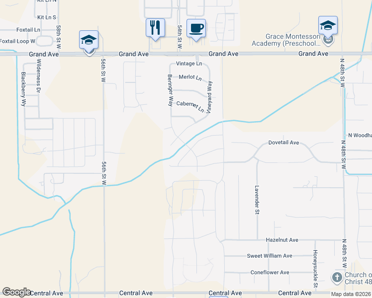 map of restaurants, bars, coffee shops, grocery stores, and more near 933 Vineyard Circle in Billings