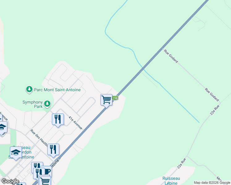 map of restaurants, bars, coffee shops, grocery stores, and more near 2025 Boulevard Saint-Antoine in Saint-Jérôme