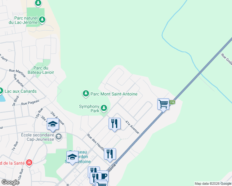 map of restaurants, bars, coffee shops, grocery stores, and more near 1574 Rue Wilfrid-Pelletier in Saint-Jérôme