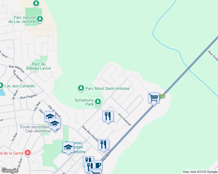 map of restaurants, bars, coffee shops, grocery stores, and more near 1576 Rue Wilfrid-Pelletier in Saint-Jérôme