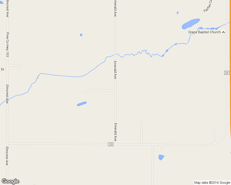 map of restaurants, bars, coffee shops, grocery stores, and more near 57364 Emerald Avenue in Pine City