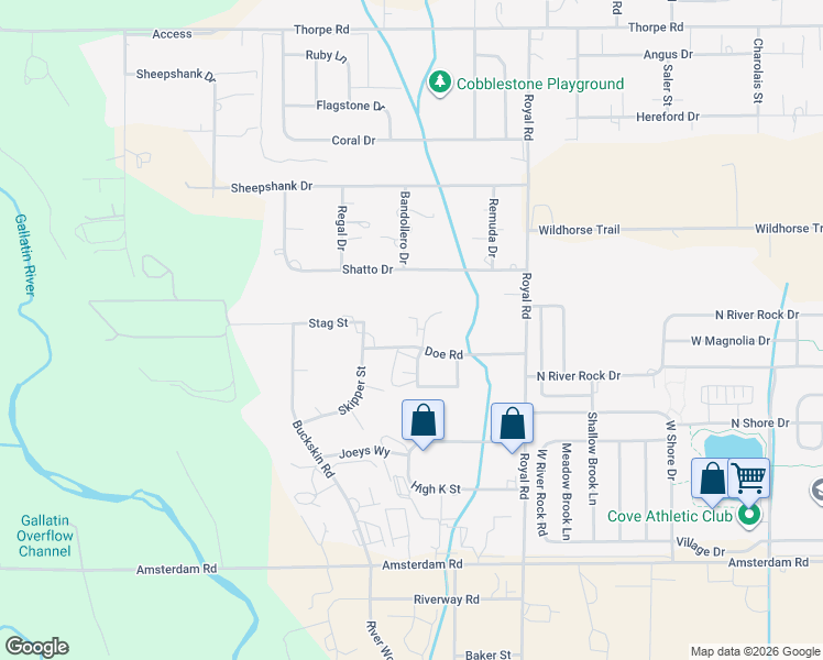 map of restaurants, bars, coffee shops, grocery stores, and more near Doe Rd in Belgrade