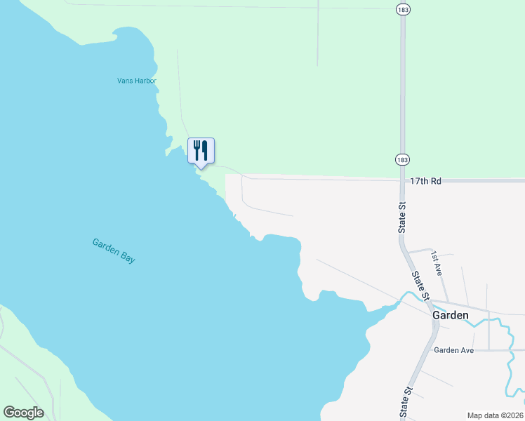 map of restaurants, bars, coffee shops, grocery stores, and more near Winter Avenue in Garden