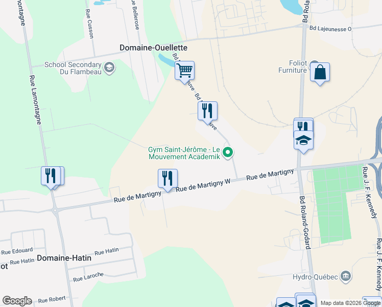 map of restaurants, bars, coffee shops, grocery stores, and more near 20 Rue Claude-Audy in Saint-Jã©Rã´Me