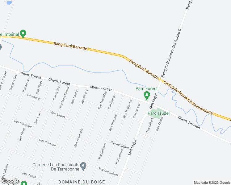 map of restaurants, bars, coffee shops, grocery stores, and more near 3701 Rue Brochu in Terrebonne