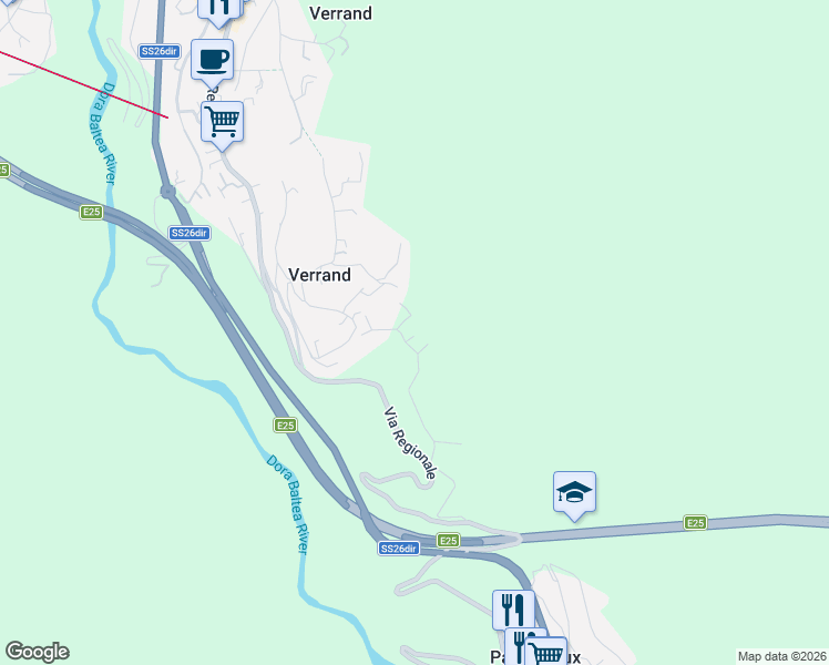 map of restaurants, bars, coffee shops, grocery stores, and more near 7 Route Mont Cormet in Verrand