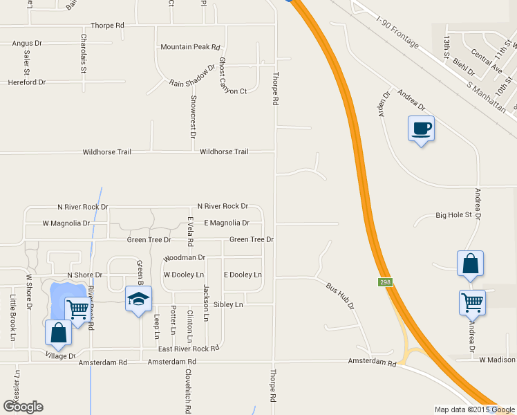 map of restaurants, bars, coffee shops, grocery stores, and more near 1053 North River Rock Drive in Belgrade