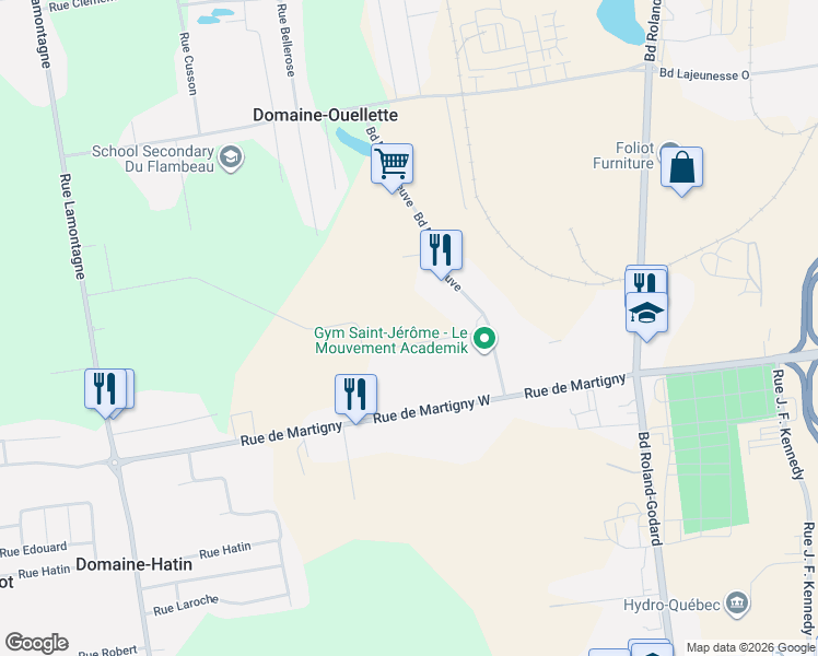 map of restaurants, bars, coffee shops, grocery stores, and more near 20 Rue Claude-Audy in Saint-Jã©Rã´Me