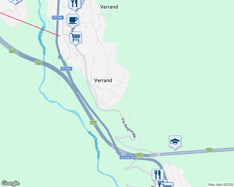 map of restaurants, bars, coffee shops, grocery stores, and more near 7 Route Mont Cormet in Verrand