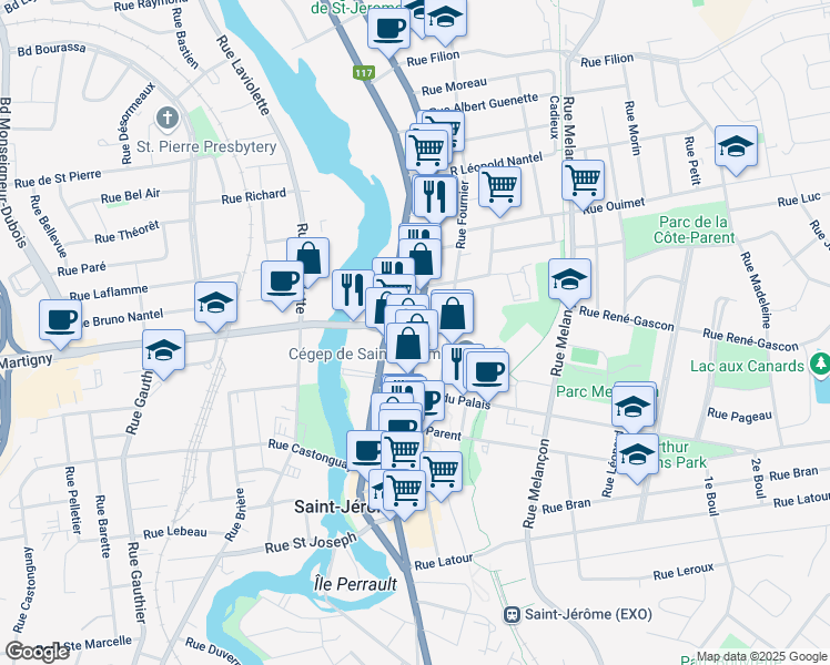 map of restaurants, bars, coffee shops, grocery stores, and more near 460 Rue Saint Georges in Saint-Jérôme