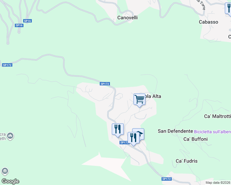 map of restaurants, bars, coffee shops, grocery stores, and more near 1 Via Mezzola in Roncola Alta