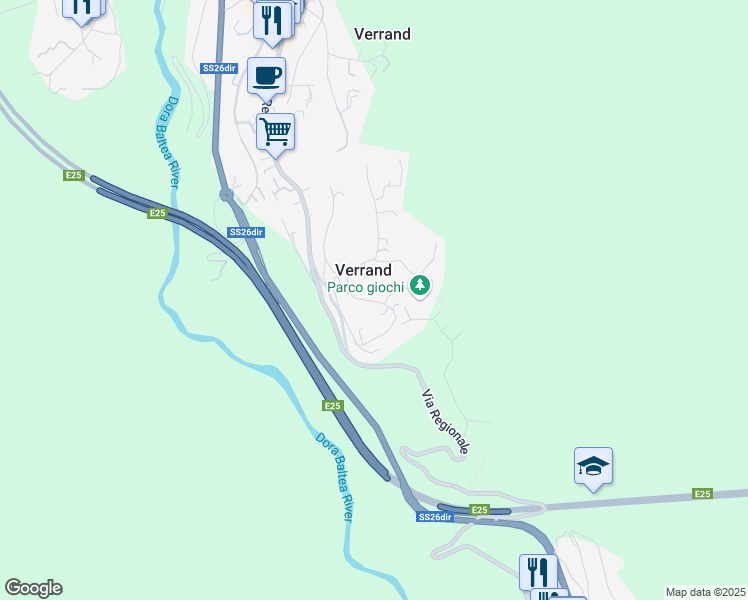 map of restaurants, bars, coffee shops, grocery stores, and more near 7 Route de Verrand in Verrand