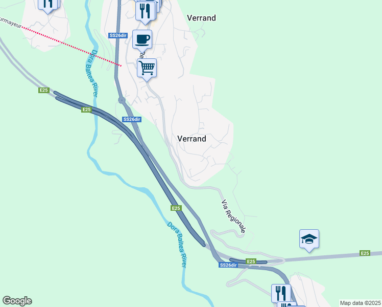 map of restaurants, bars, coffee shops, grocery stores, and more near 7 Route de Verrand in Verrand