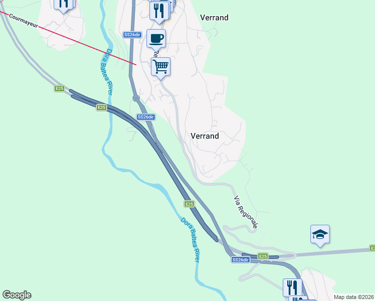 map of restaurants, bars, coffee shops, grocery stores, and more near 6 Route de Verrand in Verrand