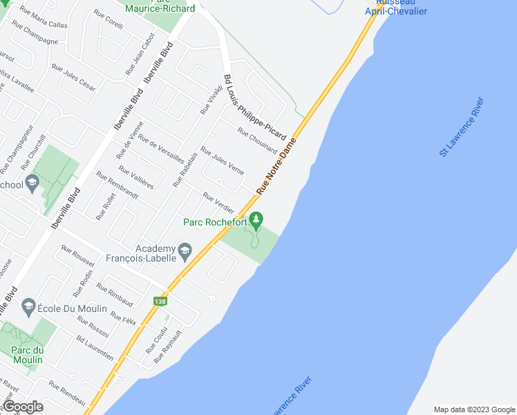 map of restaurants, bars, coffee shops, grocery stores, and more near 1308 Rue Notre Dame in Repentigny