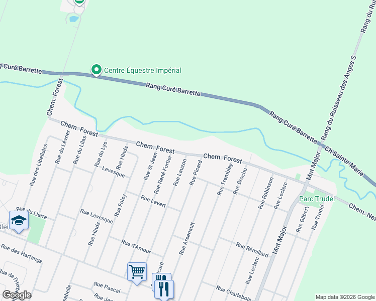 map of restaurants, bars, coffee shops, grocery stores, and more near 6311 Chemin Forest in Terrebonne