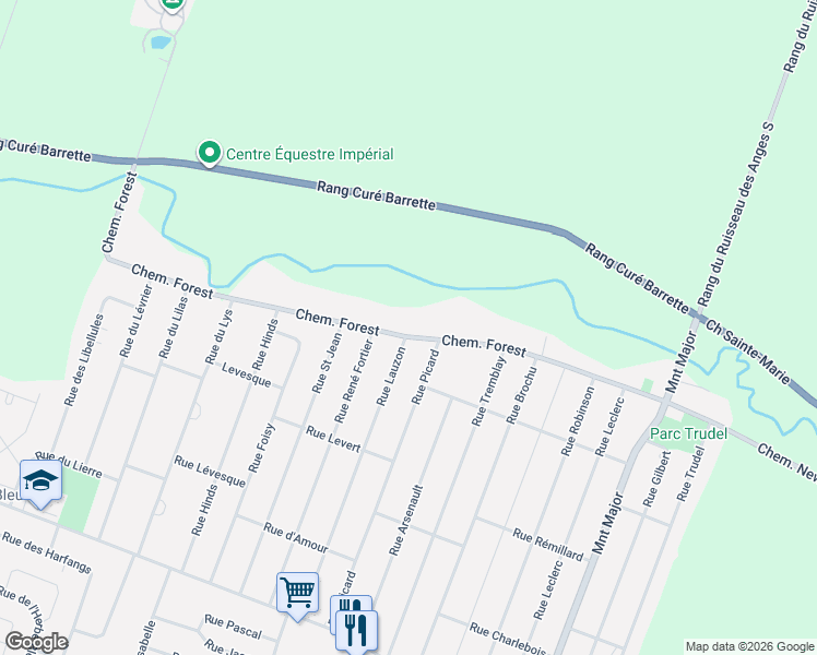 map of restaurants, bars, coffee shops, grocery stores, and more near 6311 Chemin Forest in Terrebonne