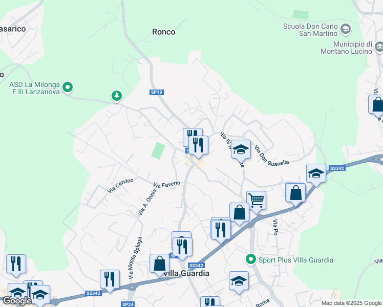 map of restaurants, bars, coffee shops, grocery stores, and more near 17 Via Frangi in Villa Guardia