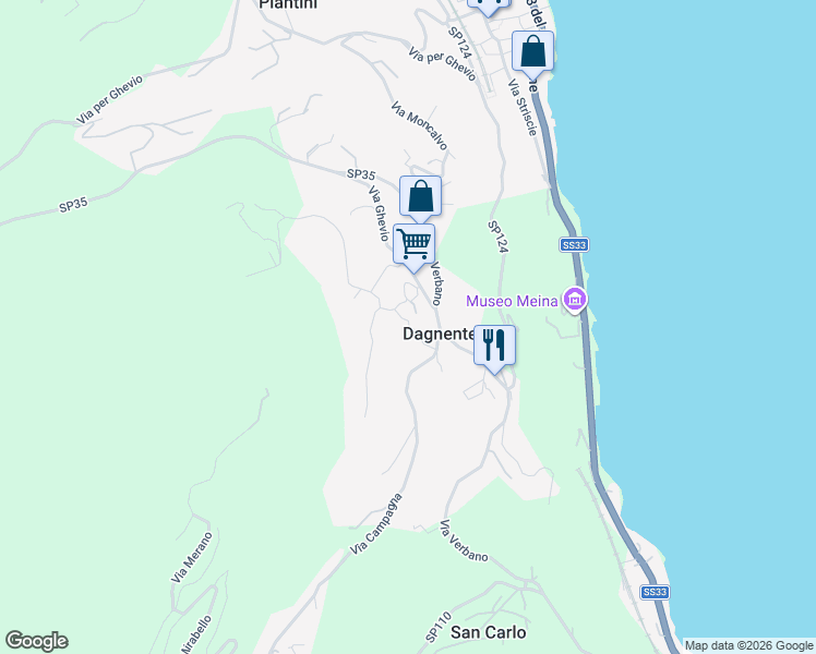 map of restaurants, bars, coffee shops, grocery stores, and more near 10 Via Soardi in Dagnente