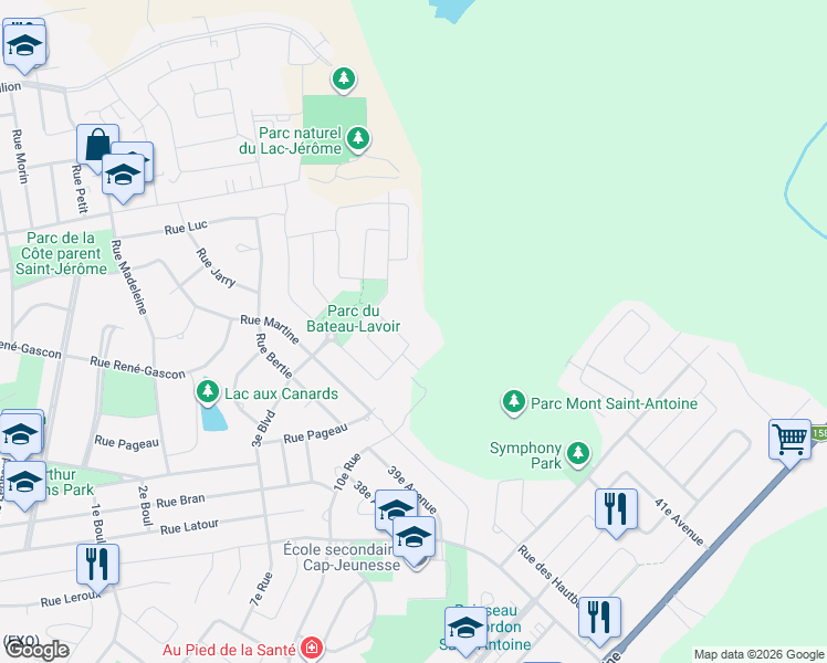 map of restaurants, bars, coffee shops, grocery stores, and more near 1450 Avenue de Rochechouart in Saint-Jã©Rã´Me