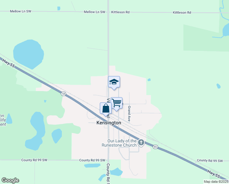 map of restaurants, bars, coffee shops, grocery stores, and more near 31 Central Avenue North in Kensington