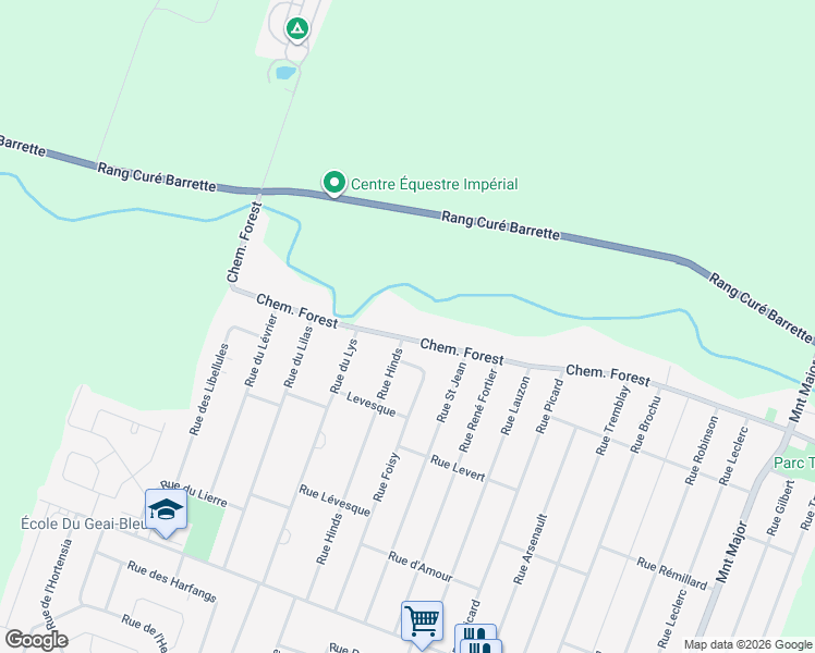 map of restaurants, bars, coffee shops, grocery stores, and more near 6671 Chemin Forest in Terrebonne
