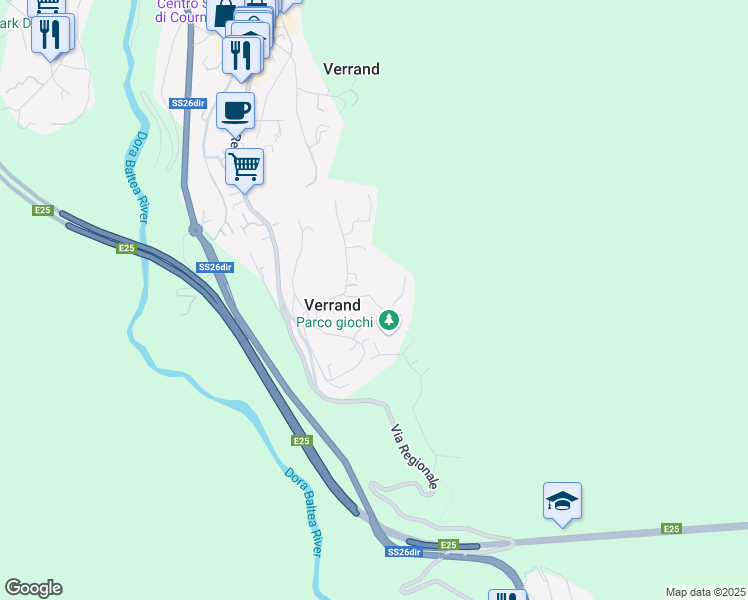 map of restaurants, bars, coffee shops, grocery stores, and more near 7 Route de Verrand in Verrand