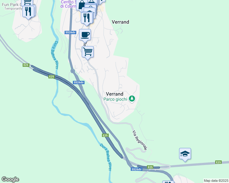 map of restaurants, bars, coffee shops, grocery stores, and more near 23 Route de Verrand in Verrand