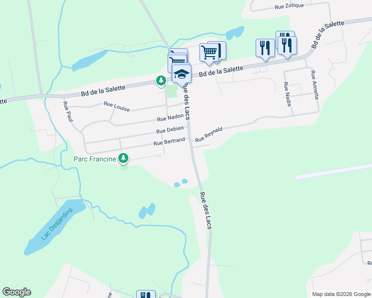 map of restaurants, bars, coffee shops, grocery stores, and more near 975 Rue des Lacs in Saint-Jérôme