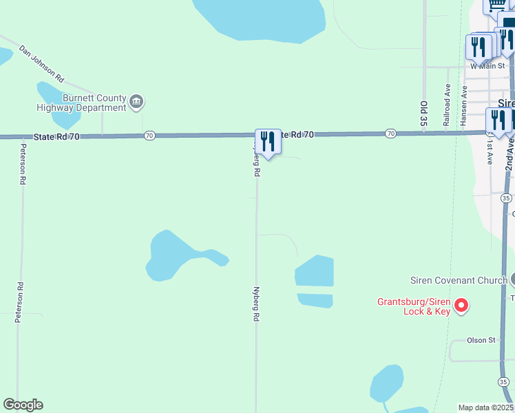 map of restaurants, bars, coffee shops, grocery stores, and more near 23941 Nyberg Road in Siren