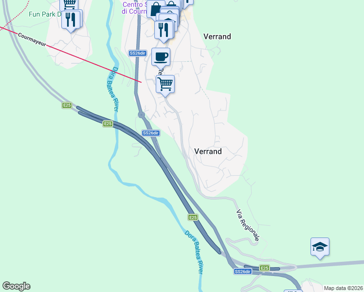 map of restaurants, bars, coffee shops, grocery stores, and more near 81 Via Regionale in Verrand