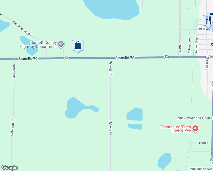 map of restaurants, bars, coffee shops, grocery stores, and more near 23941 Nyberg Road in Siren