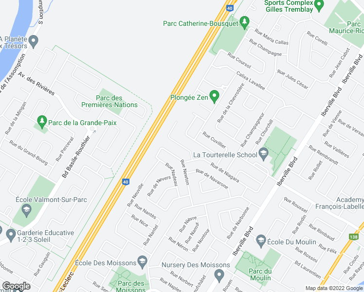 map of restaurants, bars, coffee shops, grocery stores, and more near 276 Rue Chevrier in Repentigny