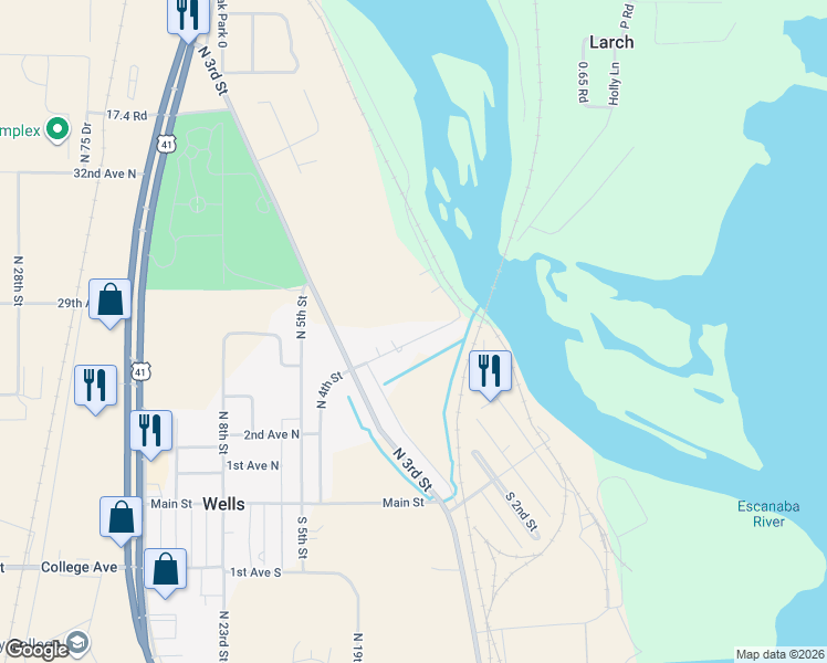 map of restaurants, bars, coffee shops, grocery stores, and more near 5831-5899 3rd Avenue North in Wells