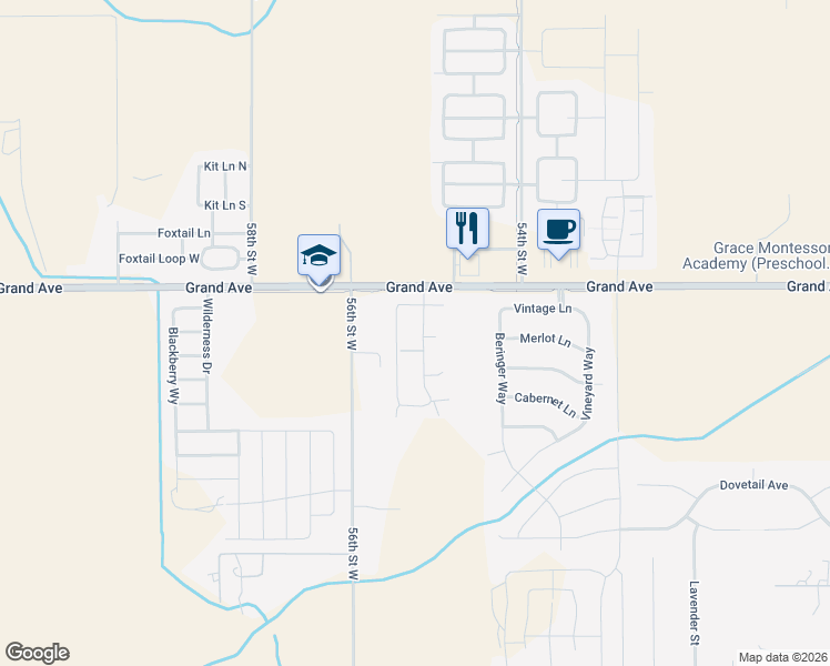 map of restaurants, bars, coffee shops, grocery stores, and more near 5506 Grand Avenue in Billings