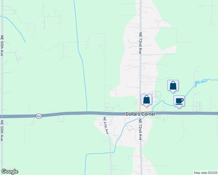 map of restaurants, bars, coffee shops, grocery stores, and more near 22215 Northeast 67th Avenue in Battle Ground