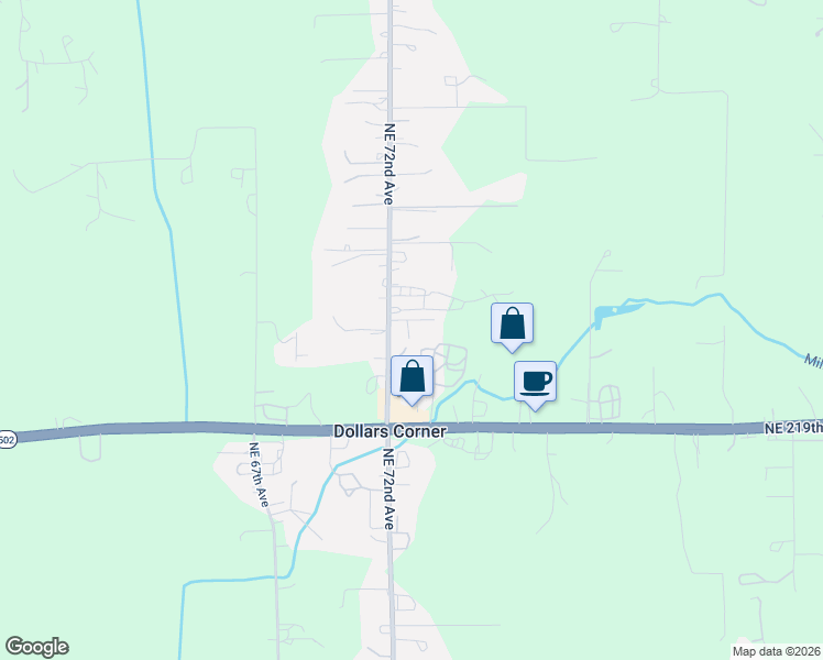 map of restaurants, bars, coffee shops, grocery stores, and more near 7217 Northeast 223rd Street in Battle Ground