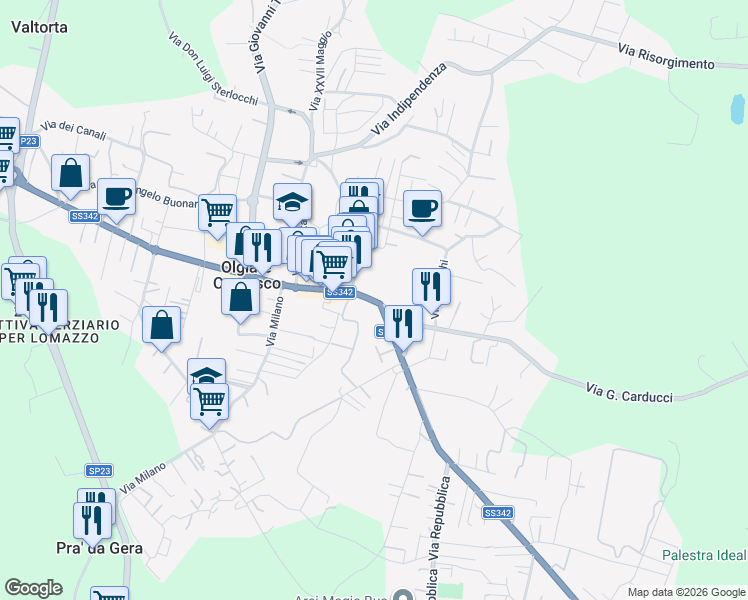 map of restaurants, bars, coffee shops, grocery stores, and more near 1 Via G. Carducci in Olgiate Comasco