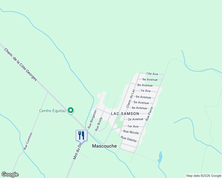 map of restaurants, bars, coffee shops, grocery stores, and more near 2151 Rue Brady in Mascouche