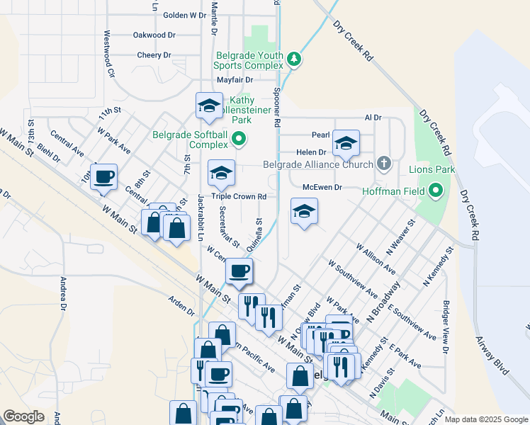 map of restaurants, bars, coffee shops, grocery stores, and more near 209 Quinella Street in Belgrade