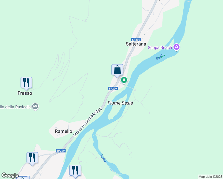 map of restaurants, bars, coffee shops, grocery stores, and more near 132 Strada Provinciale 299 in Provincia di Vercelli