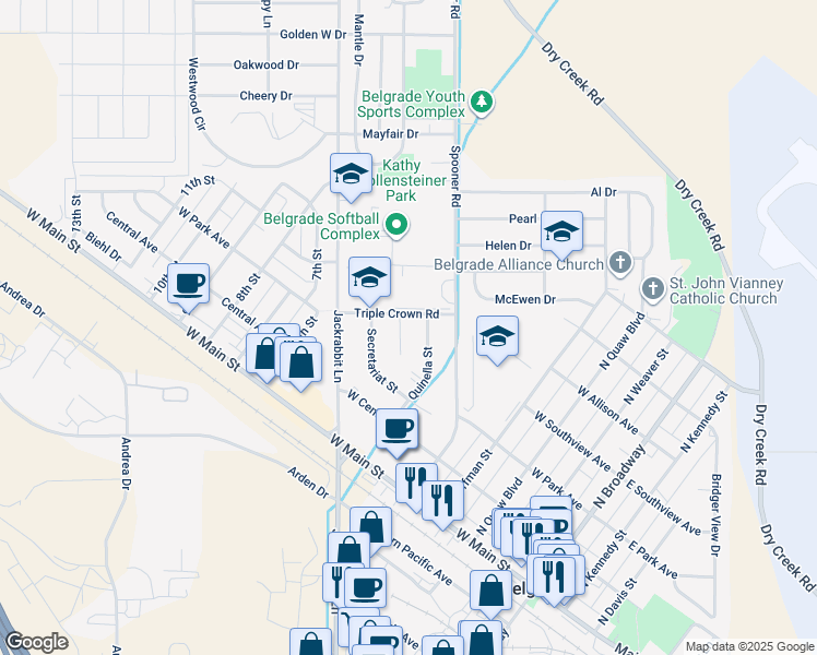 map of restaurants, bars, coffee shops, grocery stores, and more near 209 Quinella Street in Belgrade