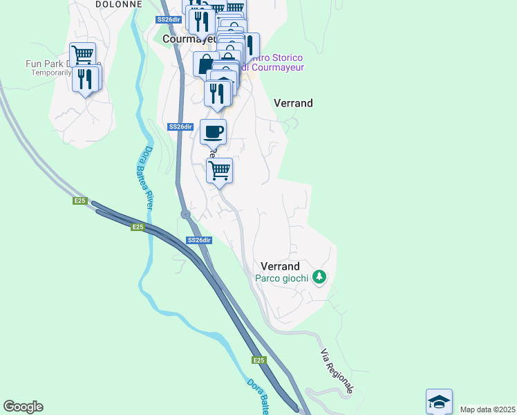 map of restaurants, bars, coffee shops, grocery stores, and more near 23 Rue de Verrand in Verrand