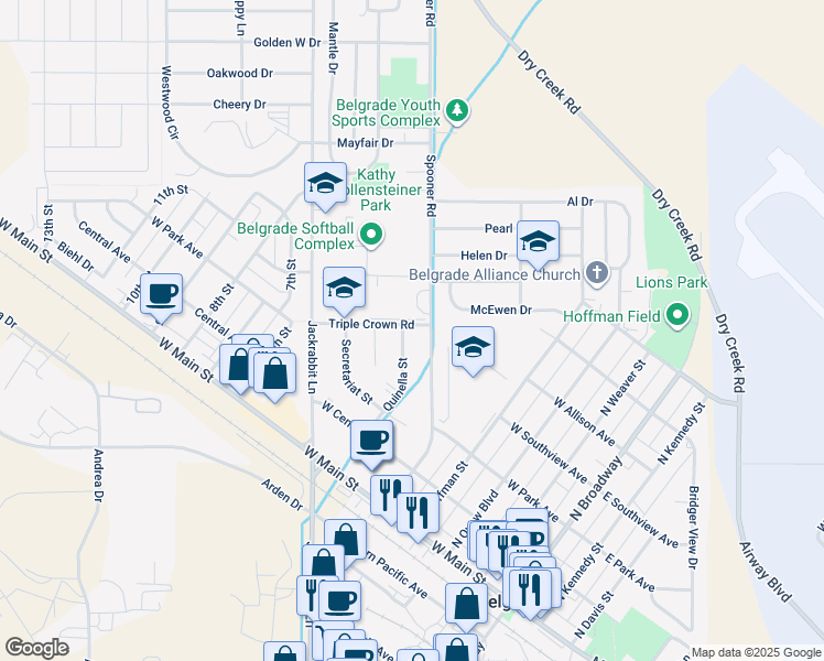 map of restaurants, bars, coffee shops, grocery stores, and more near 209 Quinella Street in Belgrade