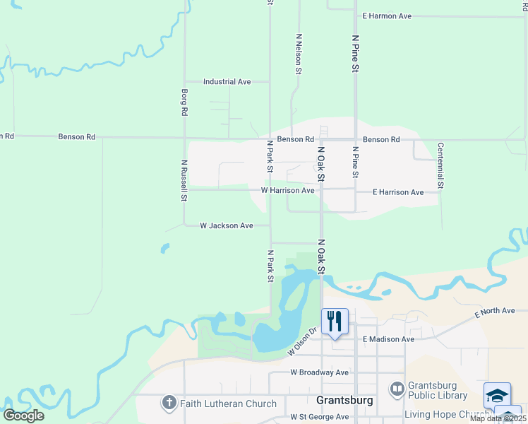 map of restaurants, bars, coffee shops, grocery stores, and more near 318 West Jackson Avenue in Grantsburg